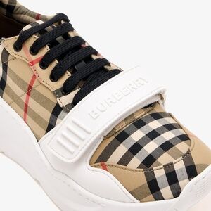 Burberry Beige Vintage Check Sneakers with Black Laces - Unisex (Authentic)
